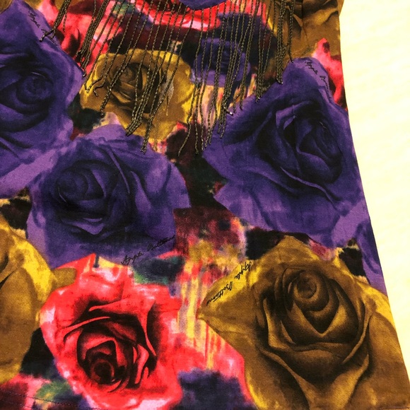 New Apple Bottles Colourful Floral Long Top Mini Dress Size M/L - Picture 4 of 8